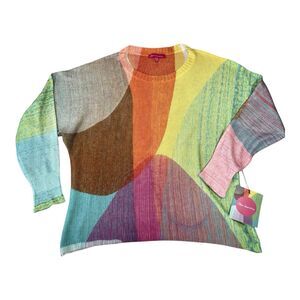 Claire Desjardins Sweater Lightweight Dolman Sleeves Artsy Abstract